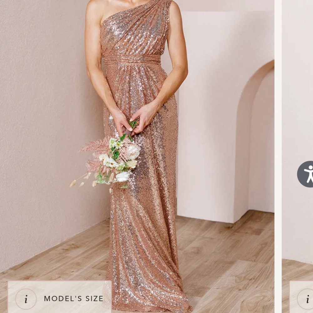 Rose Gold One Shoulder Maxi Sequin Dress